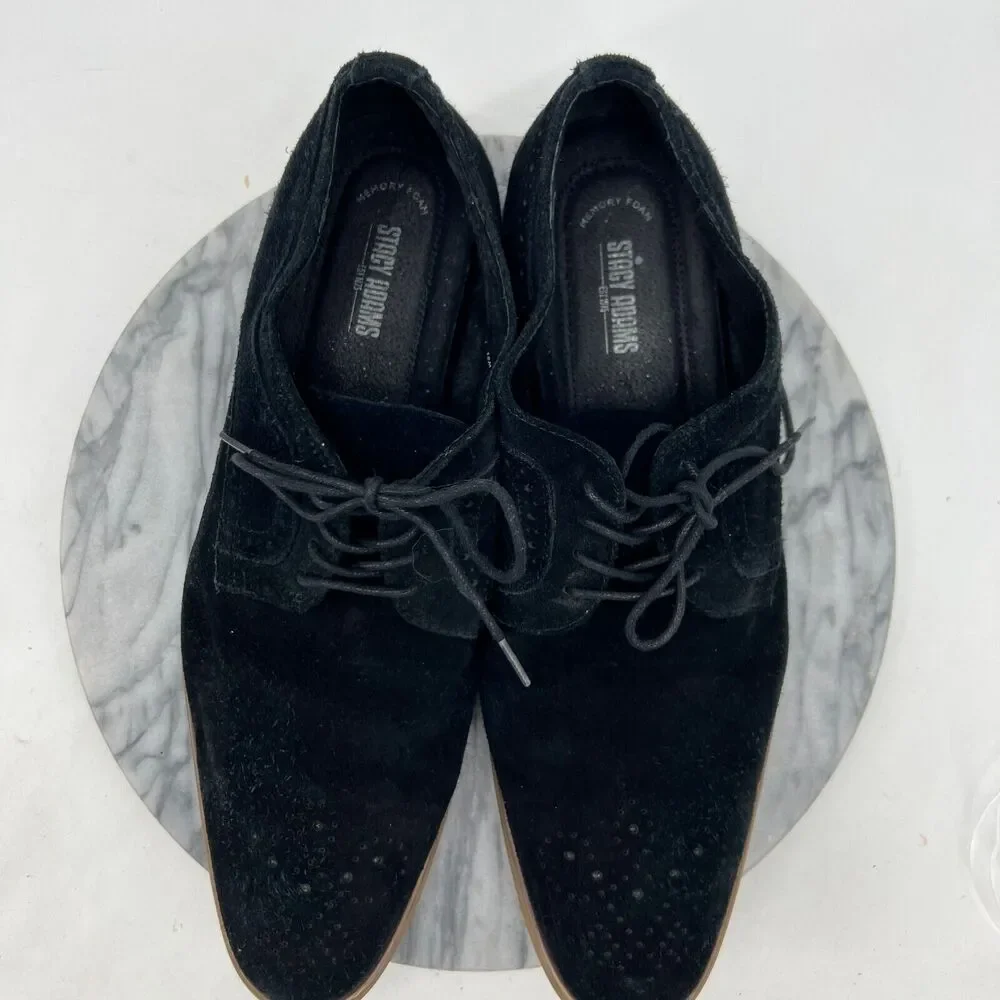 Stacy Adams Mens‎ 15 Black Suede Shoes Dress Oxford Lace Up Round Toe Business